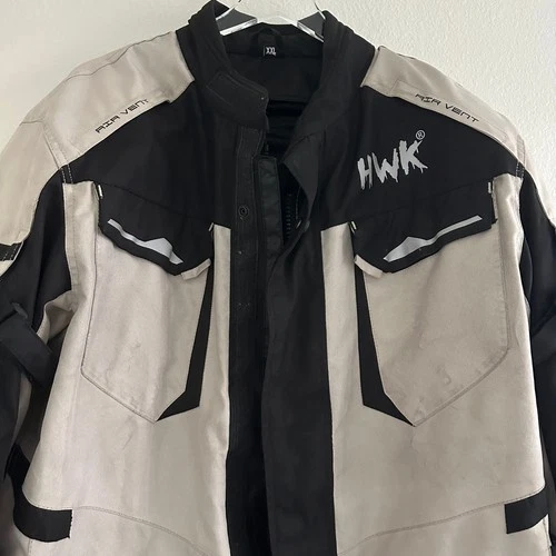 HWK Motorcycle Jacket Mens XXL Grey Black Padded Armor Vent Biker Touring image 13
