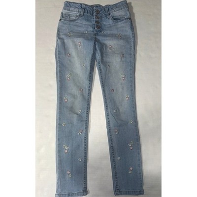 Thereabout Girls 8 Skinny Jeans Floral Embroidered School Fall Causal Everyday