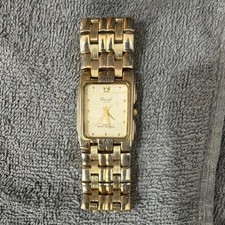 Acuet Gold Tone Quartz Rectangle Men's Wristwatch Water-Resistant Analog