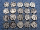 20 SILVER MERCURY DIMES WITH DATES   lot 138
