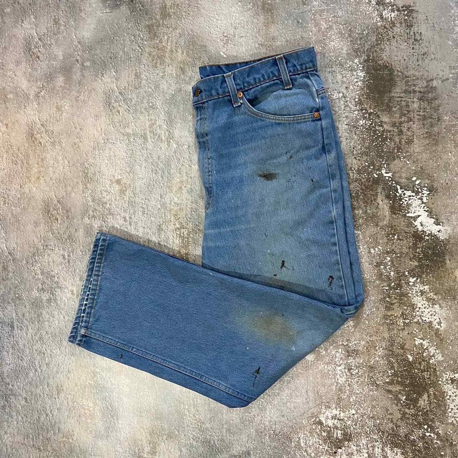 80s Thrashed Orange Tab Levis Jeans. SF 207 Paint… - image 3