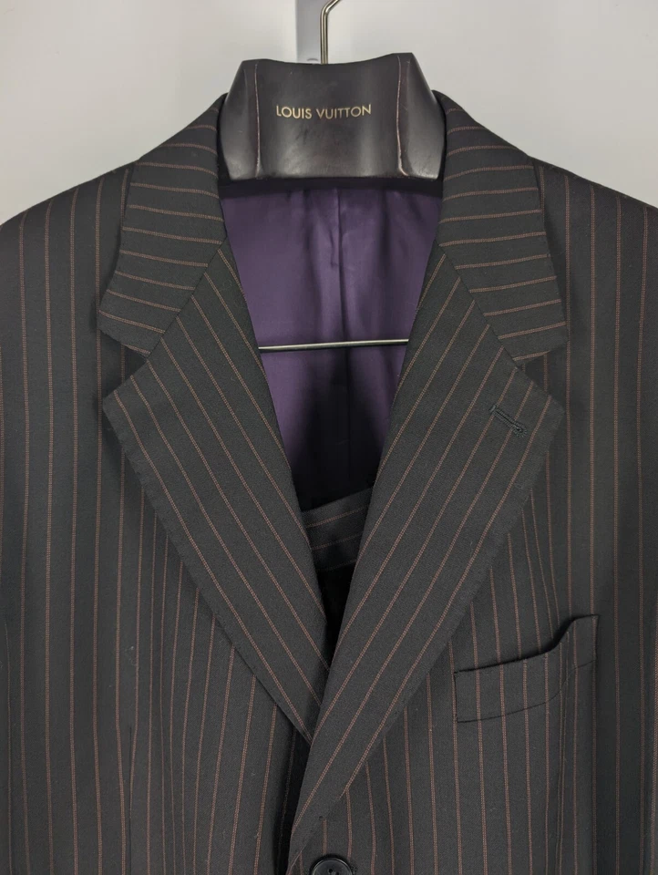 Terno Paul Smith Vintage Londres Preto Vermelho Listrado 2 Peças 42 Itália Mod Dandy  - Imagem 3 de 4