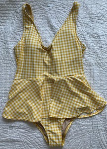 yellow gingham one piece swimsuit