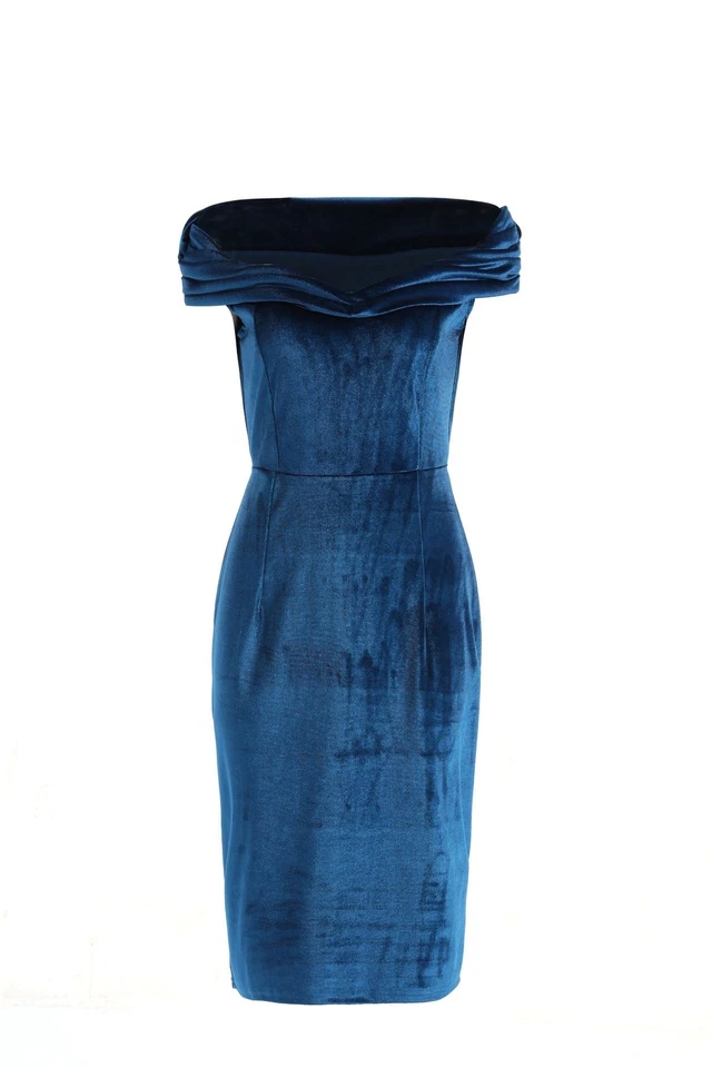 Elegant Evening Party Dress Formal Women's Velvet Off-Shoulder Bodycon Dress - Image 2 of 4