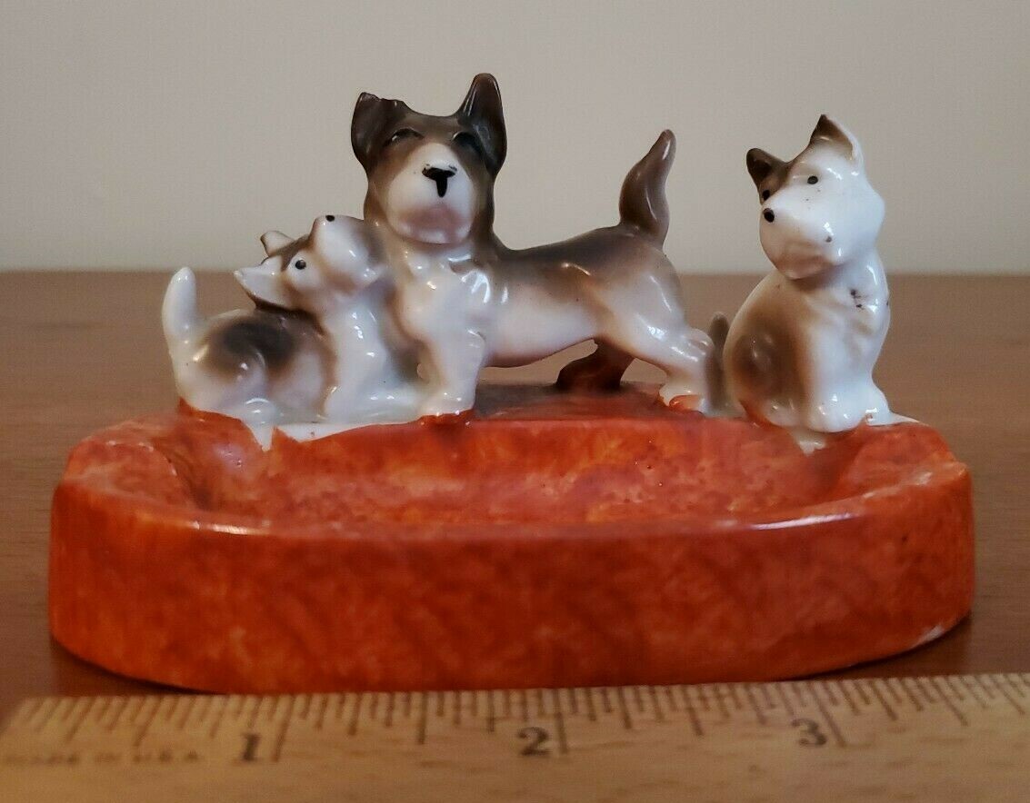 Vintage Terrier Dogs Ashtray Ceramic Made in JAPAN eBay