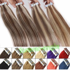 Invisible Tape in Hair Extensions 100 Real Human Hair Skin Weft Premium RemyHair