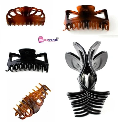 MYTOPTRENDZ COLLECTION 2 PC Large Hair Claw Clip 11cm Long Clamp Plastic Strong Non Slip Clincher Grip