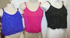 Camisole Dance Top Glitter Slinky 6 COLORS Flag Drill Cheer Equestrian LINED
