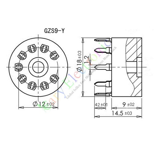 20 piezas Enchufes de tubo de plástico dorado 9 pines Montaje de PCB Amplificador de audio B9A para 12AX7B 12AU7 HAZLO TÚ MISMO - Imagen 5 de 5