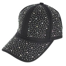 Top Headwear Fashion Bling Rhinestone Studded Cotton Baseball Cap