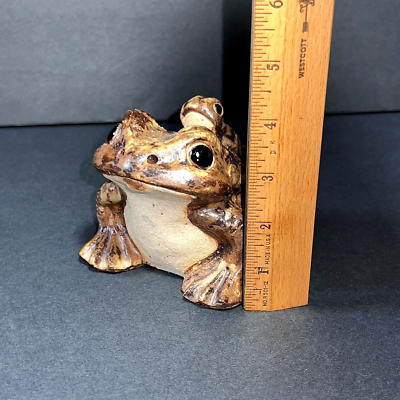Vtg 1930's Shigaraki Ware Japan Frog Toad & Baby Realistic 3.75