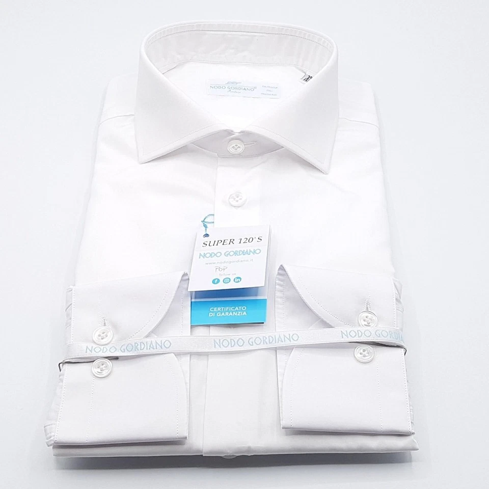 Camicia Bianca Popeline Piuma Collo Francese Cotone Makò 120 Superior Tess Monti - Immagine 4 di 4