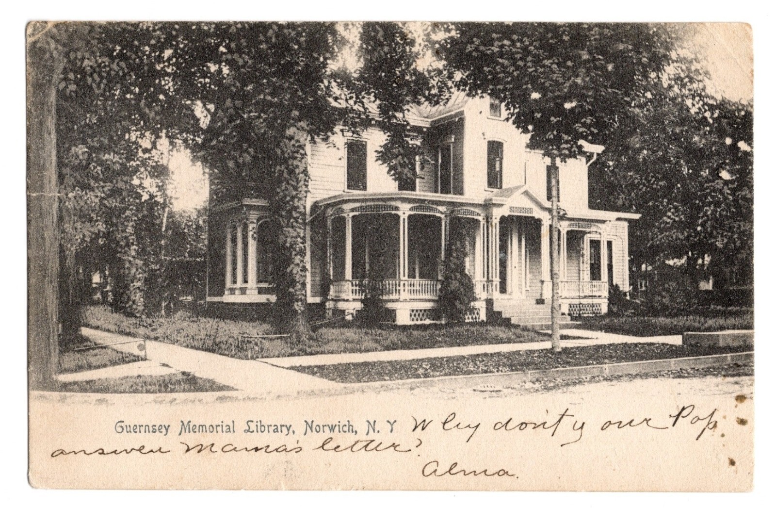 Guernsey Memorial Library in Norwich NY 1906