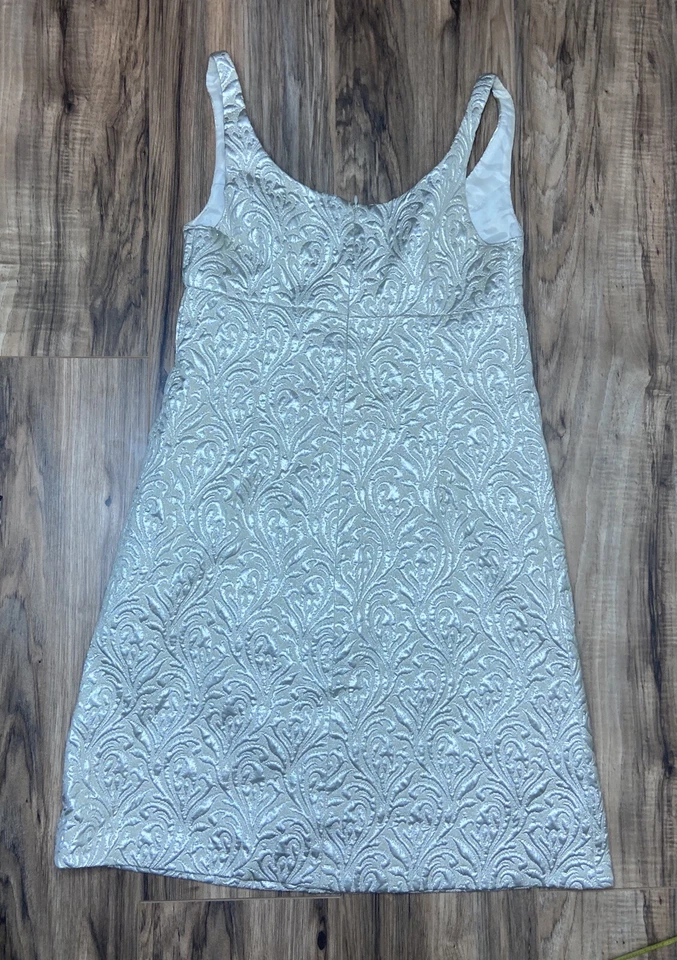 Vestido sin mangas Beth Bowley Anthropologie talla 2 crema jacquard cremallera fiesta ajustado Foto 2 de 4