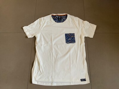 Element Herren T-Shirt Gr. XL, creme, blau/bunte Brusttasche
