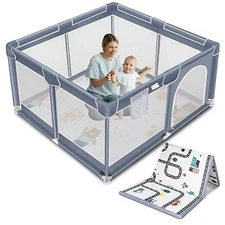 Baby Playpen，Foldable Baby Playard/Portable Spacious Baby Fence/Safety Play Yard
