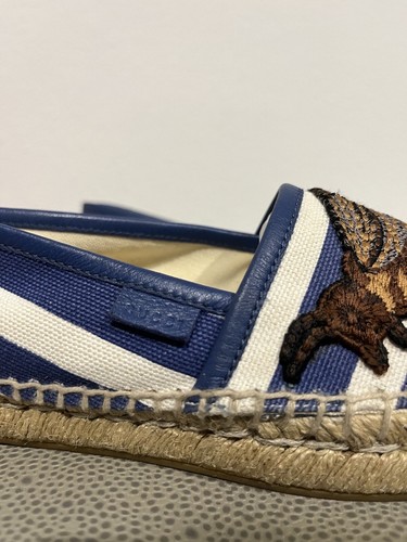 Gucci Espadrille-Flats blau/weiß gestreift Canvas bestickt EU 35 US 5 - Bild 3 von 23