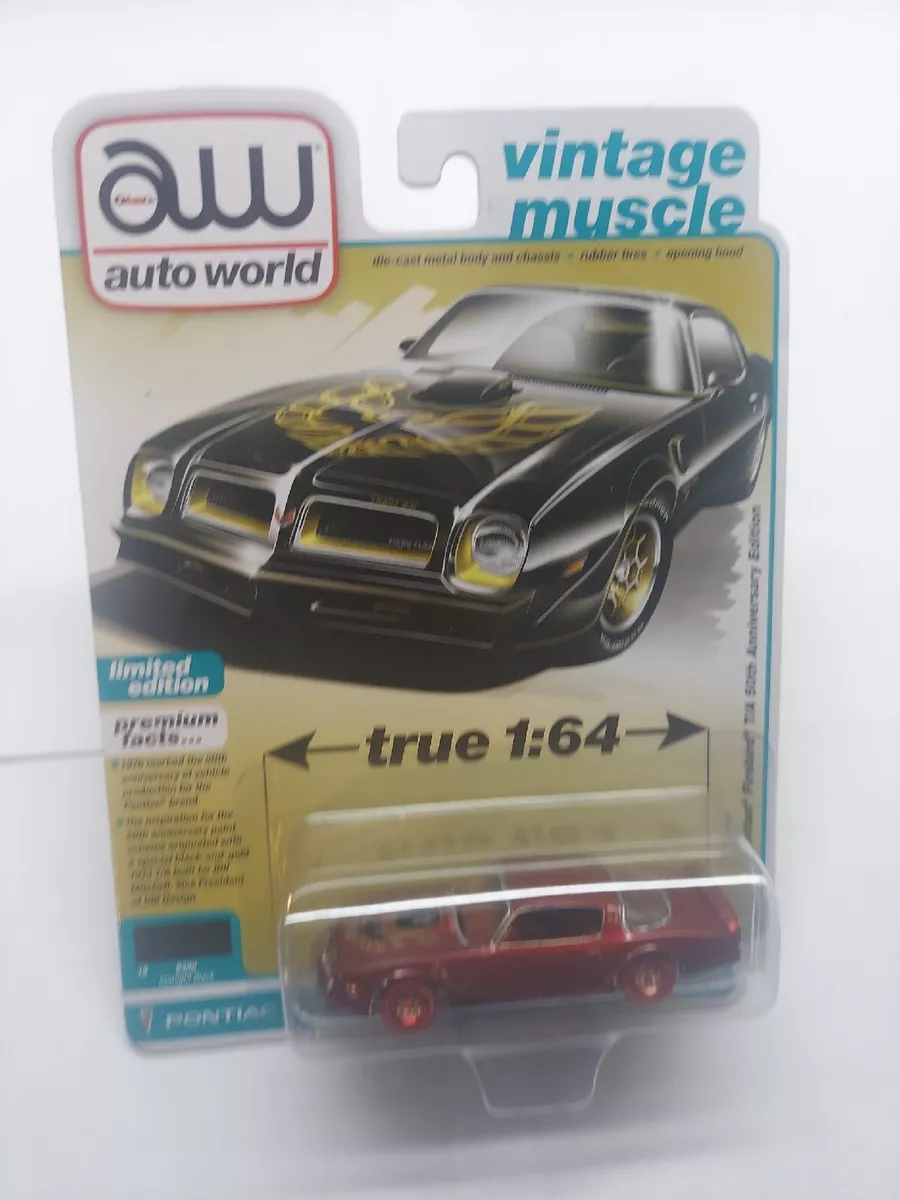 CHASE ! Ultra Red ! Auto World 1976 Pontiac Firebird T/A 50Th Anniversary Black