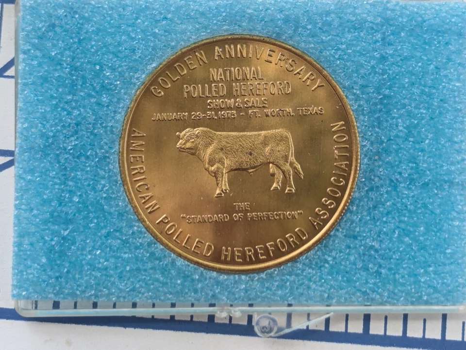 ¡RARO! 1973 American Polled Hereford Association Golden Anniversary Show Sale Moneda Foto 2 de 4