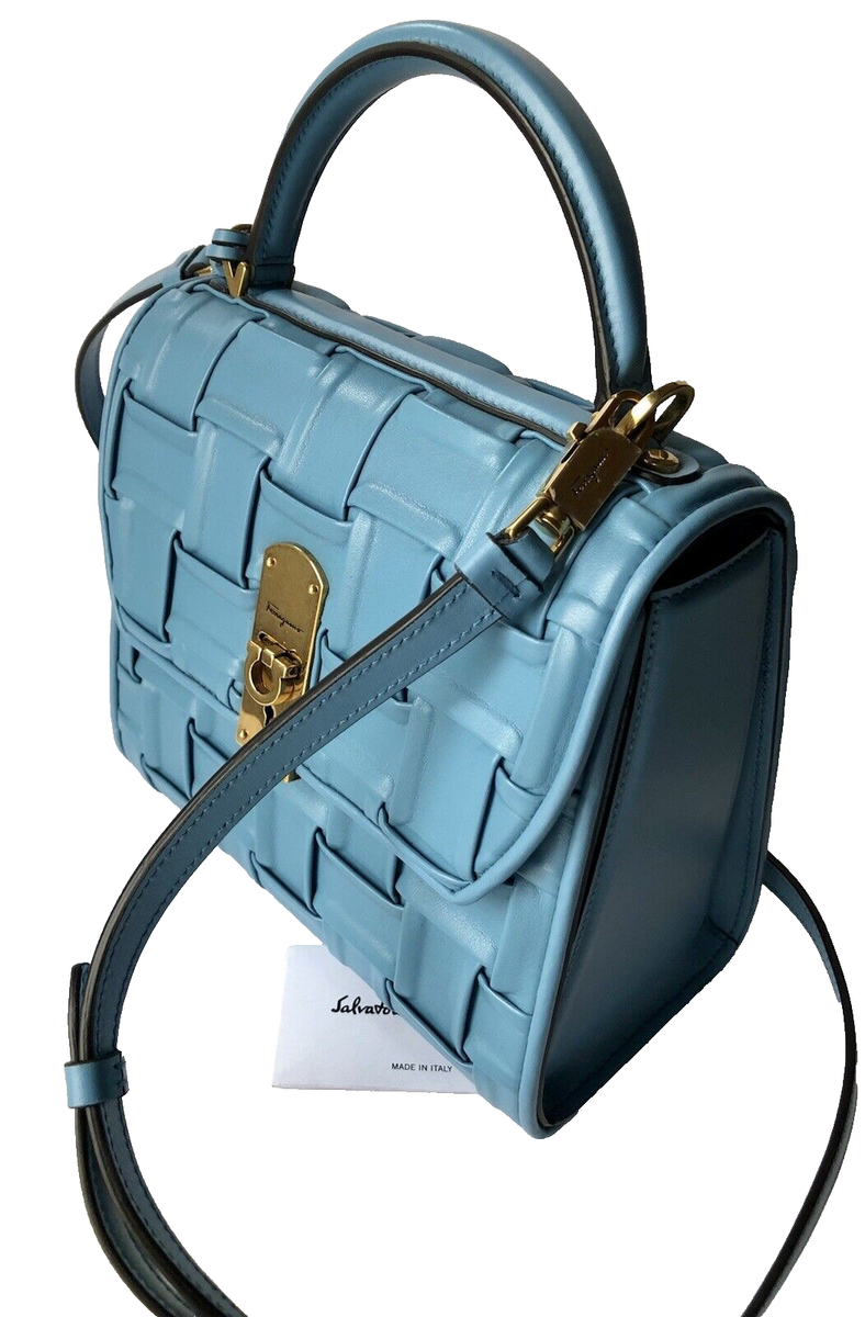 SALVATORE FERRAGAMO $2500 Medium BOXYZ BAG Scandinavian Sky SALVATORE FERRAGAMO $2500 Medium BOXYZ BAG Scandinavian Sky
