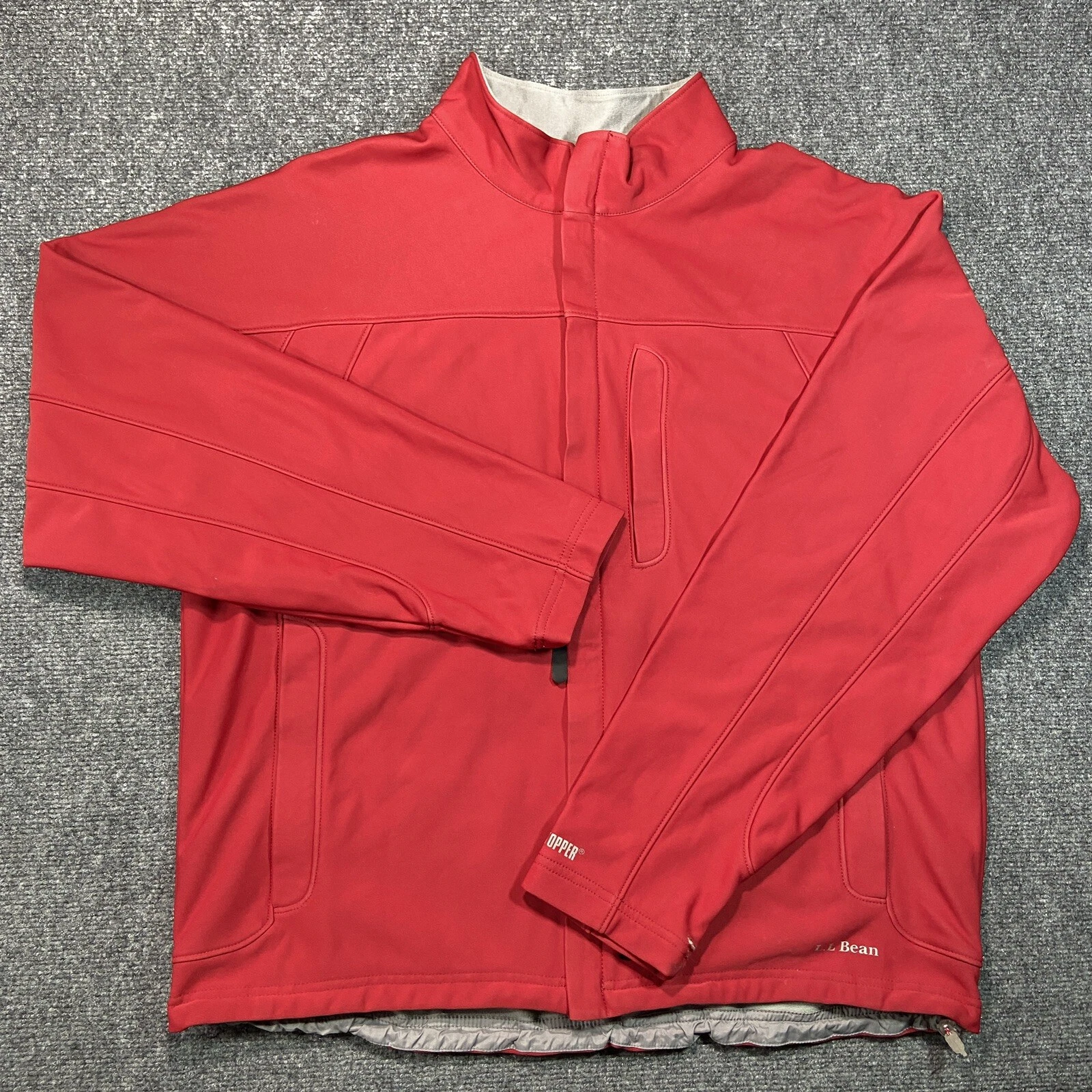 L.L. Bean Jacket Mens Extra Large Red Windstopper Soft Shell Zipper Pockets