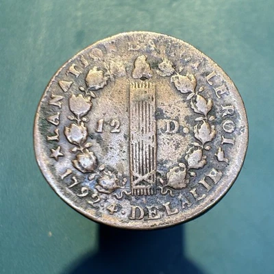 F - 1792 An 4 MA - France 12 Deniers - ERROR DIE CLASH - Attractive Copper Coin! - Image 1 of 2