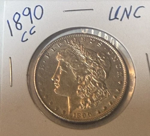 1890-cc   Uncirculated  Morgan Silver Dollar.