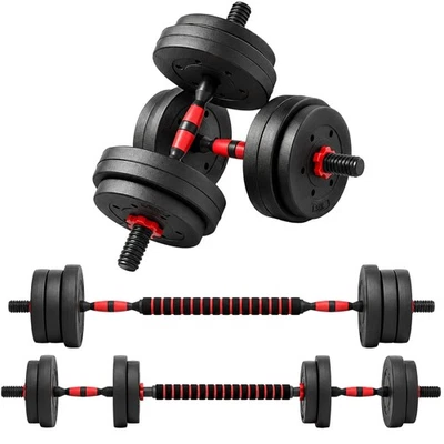 HOMCOM 15 kg Adjustable 2 in 1 Barbell Dumbbells Weight Set for Body Fitness
