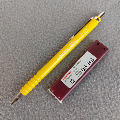 Vintage Rotring Tikky F 0,5 Druckbleistift - Gelb - 1980er Germany