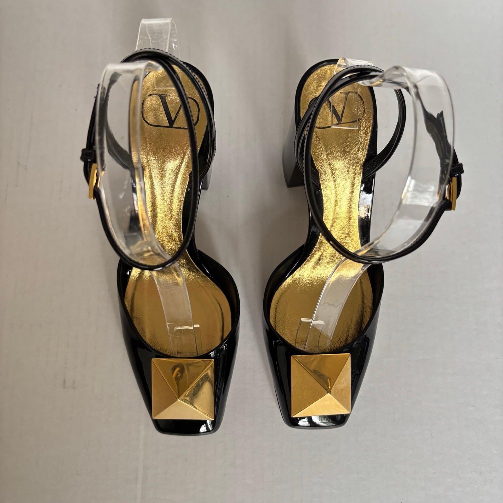 Valentino Garavani One Stud Patent Leather Block Heel Pumps Black Size EU 37 thumbnail 2