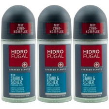 Hidrofugal Men Strong & Safe Deodorant Roll On 3 x 50ml Antibacterial Deodorant