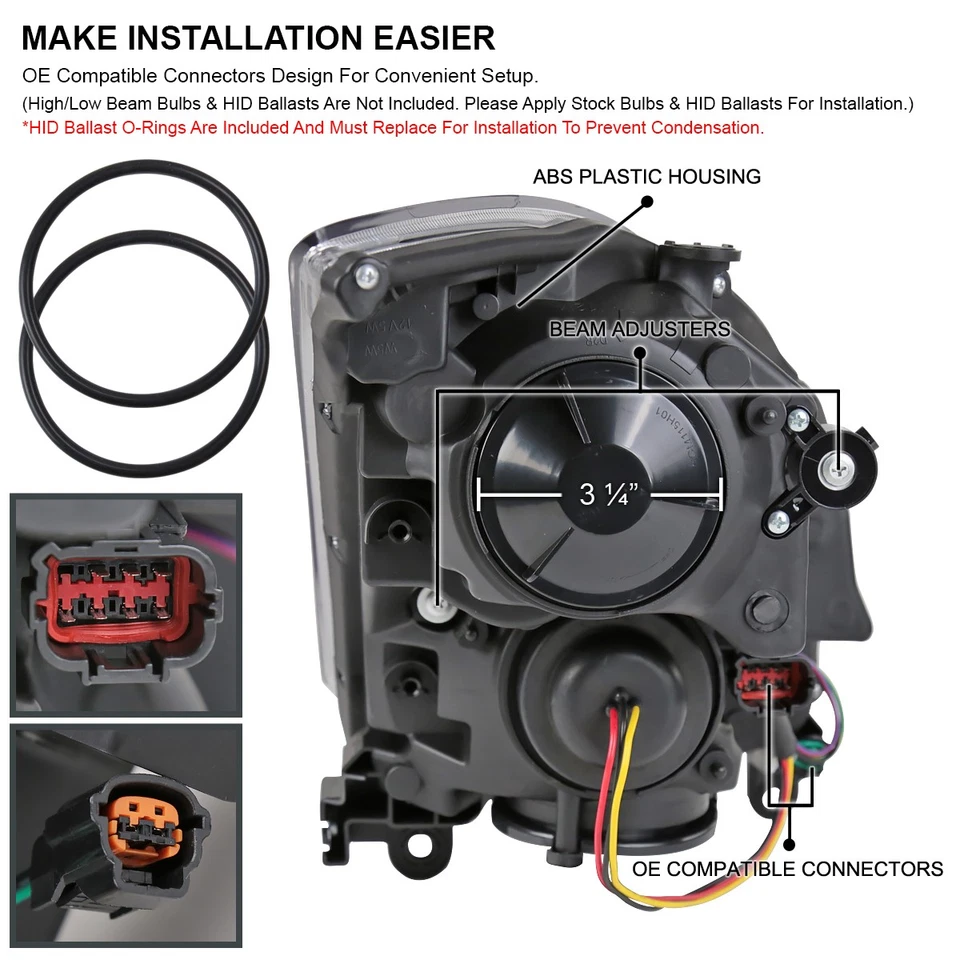 Black Fits 2003-2007 Infiniti G35 Coupe HID Type LED Strip Projector Headlights - Image 4 of 4