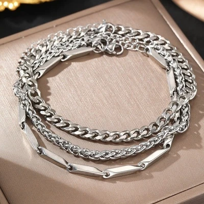 Bracelet chaîne maillon unisexe en acier inoxydable avec finition plaquée or 1 - Photo 1/4
