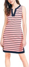 Women's Dress Sleeveless Pale Coral Stretch Cotton V-Neck Pull On Nautica Womens