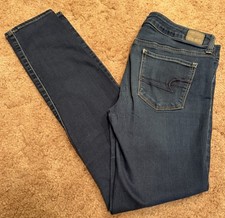 American Eagle Outfitters Womens Blue Denim Super Stretch Skinny Jeans Size 10