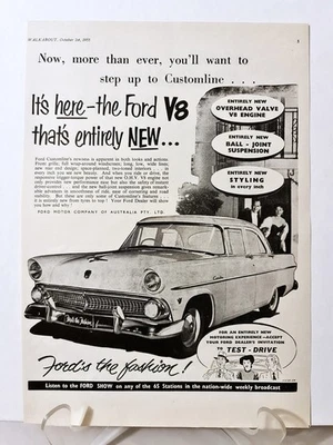 Original Vintage Ad Print - 1955 Ford V8 Magazine Page - A4 Mancave Garagenalia - image 1 of 4