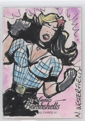 2019 Cryptozoic DC Bombshells Series III 1/1 Niall Westerfield Auto Sketch 0s3