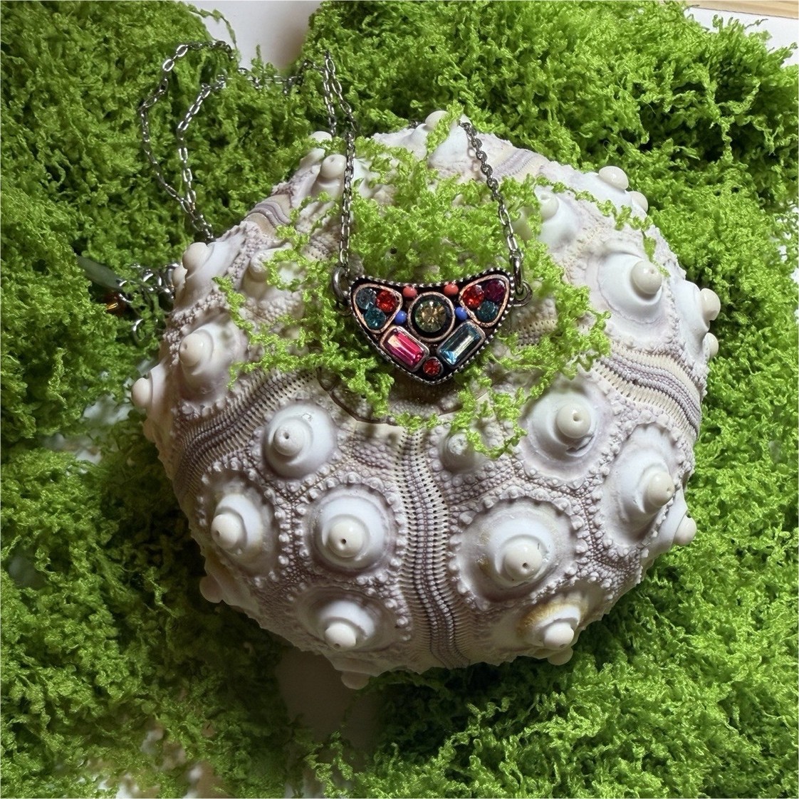 Firefly Silver Multicolor Asymmetrical Pendant Ne… - image 1