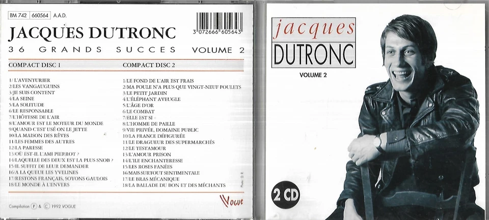 DOUBLE CD 36 TITRES JACQUES DUTRONC BEST OF 1992 VOLUME 2 Vogue – 660564 - Photo 1/1