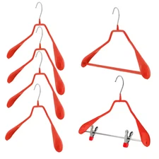 THD Explusive, Mawa 6PC Bodyform Steel Anti-Slip Coat Hanger Set, RED