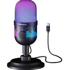 Versatile USB Gaming Podcast Microphone with RGB Lighting - Easy Plug Play