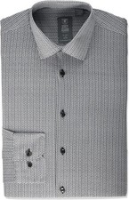 Stacy Adams Men's Regular Fit Long Sleeve Dress Shirt Charcoal Geo 22-20-19-18.5