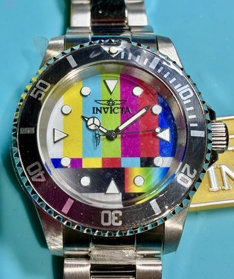 INVICTA PRO DIVER TV COLOR TEST BAR DIAL SEIKO TMI PC21J QUARTZ STAINLESS STEEL!