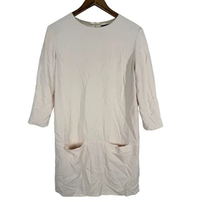 The Row Marina Crepe Mini Shift Dress Sz 4 Quiet Luxury Neutral Old Money Career