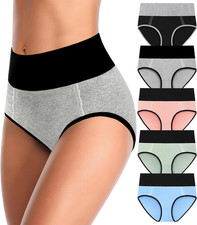 Cotton High Waisted Womens Underwear Soft Stretch Breathable Full Coverage Ladie