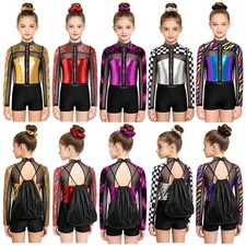 Kids Girls Set Sportswear Outfits Patchwork Dancewear Street Dancing Bodysuit