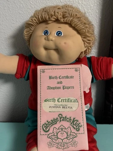 Vintage Cabbage Patch Boy Doll With Original Clothing Birth Certificate  Coleco