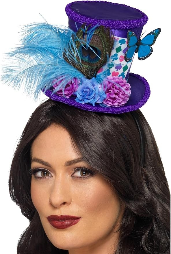 Mad Hatter Wonderland Purple Top Hat Headband Tea Party Adult Costume Accessory