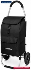 Ultra-Lightweight Black Foldable Shopping Cart for Groceries Large 42L Capacity