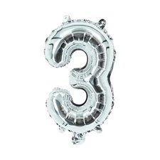 Number Three Balloon Silver Number 3 Balloon 32" Foil Mylar Silver Balloon